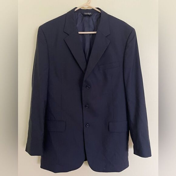 Jos. A. Bank Men’s 44L Black 100% Wool Traditional Fit Windowpane Sport coat